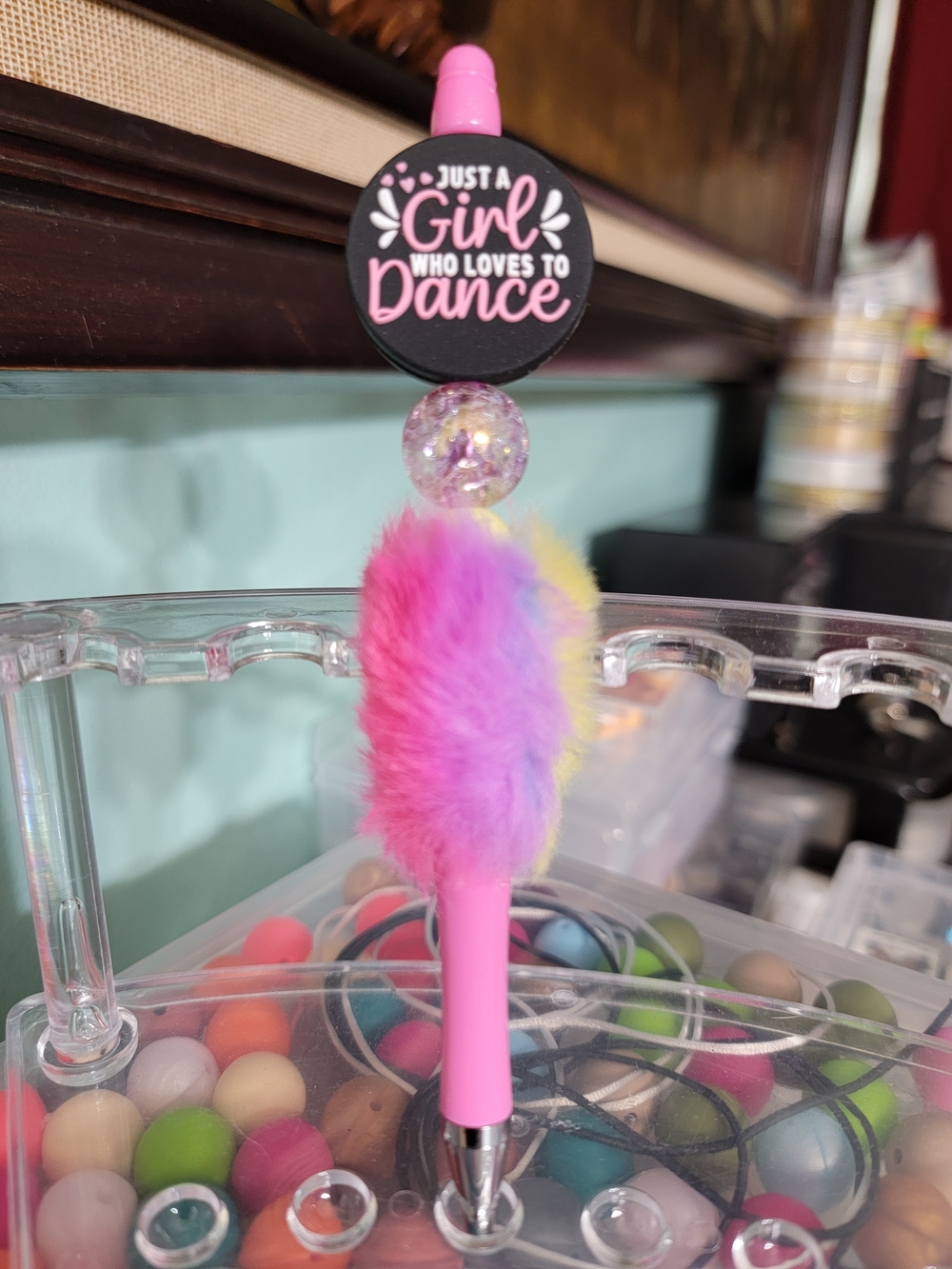 Pink 'Just a Girl Who Loves to Dance' Fuzzy Pen - Picture 2 of 5